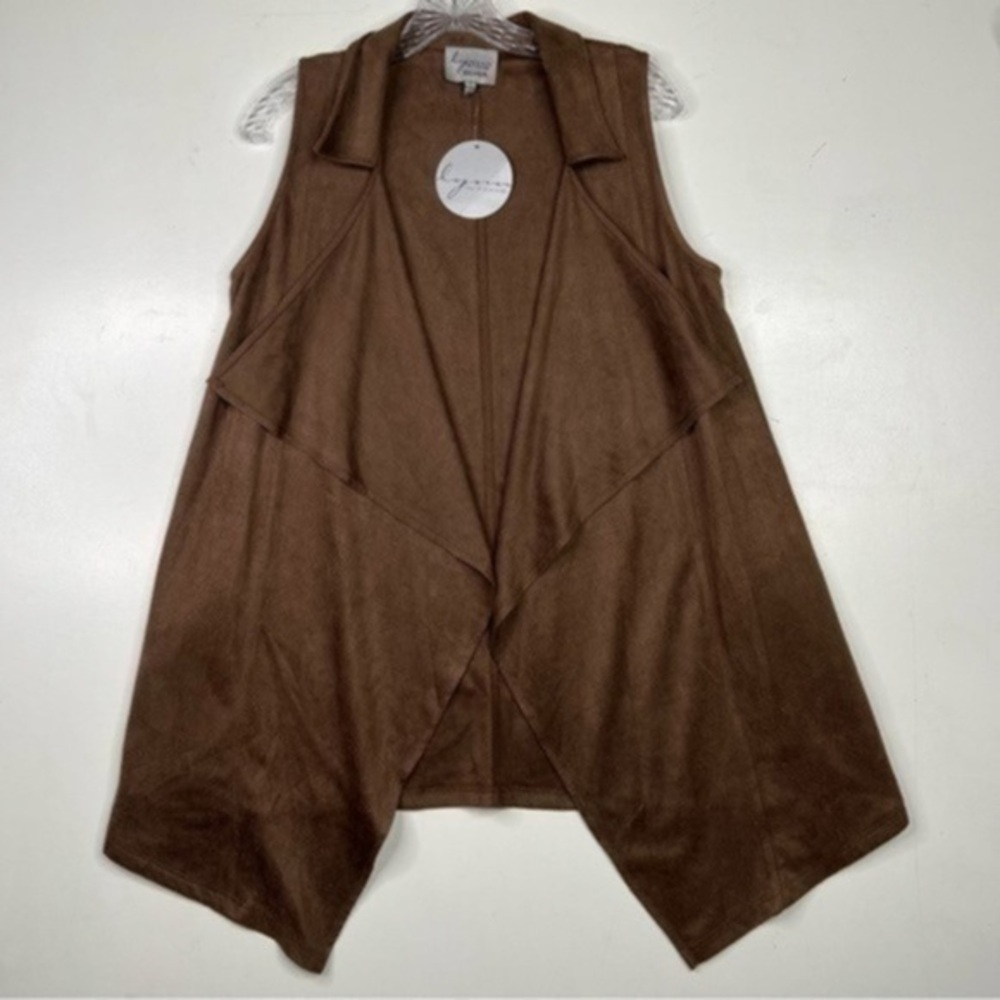 LYNN‎ Ritchie Cardigan Size XS Womens Front Drape Suede Duster Brown